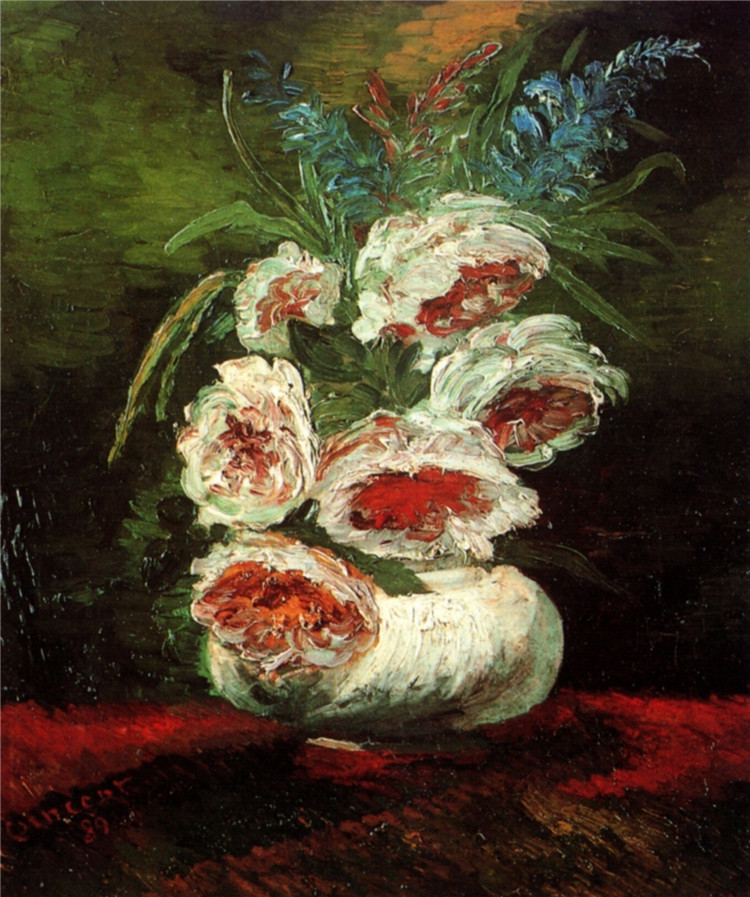 Vase With Peonies Van Gogh Oil Painting